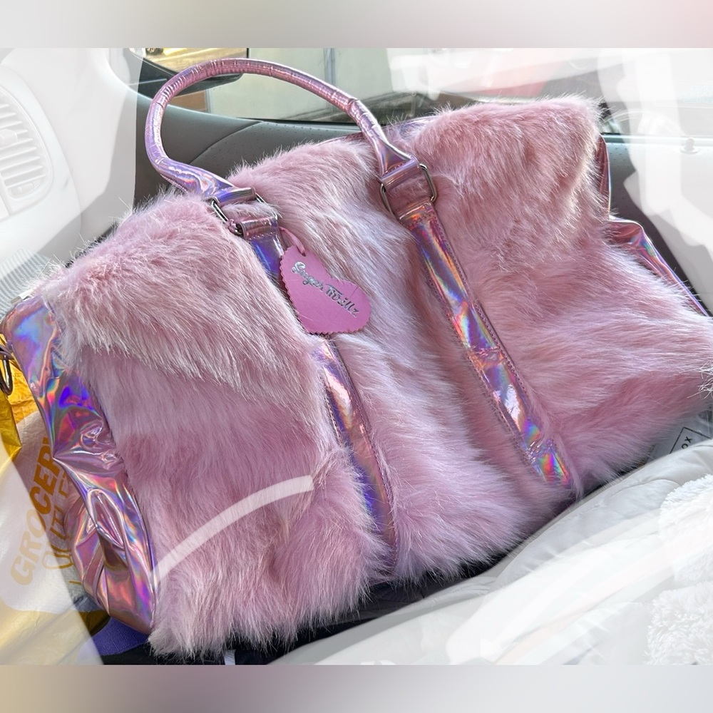 Shagadelic weekender Dollskill bag NEW pink fluffy iridescent